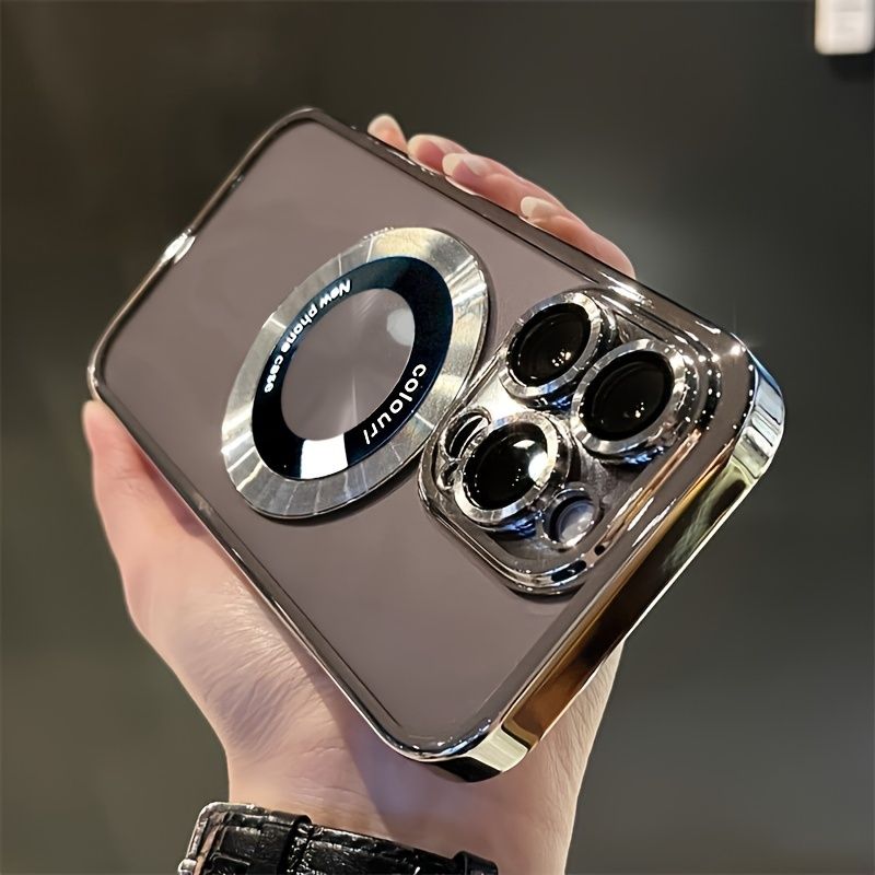 Luxury Transparent Magnetic Wireless Charging Phone Case For 15 14 13 12 11 Pro Max Plus 15Pro Cases With Lens Protector Shockprroof Soft Clear Cover_voghion.com