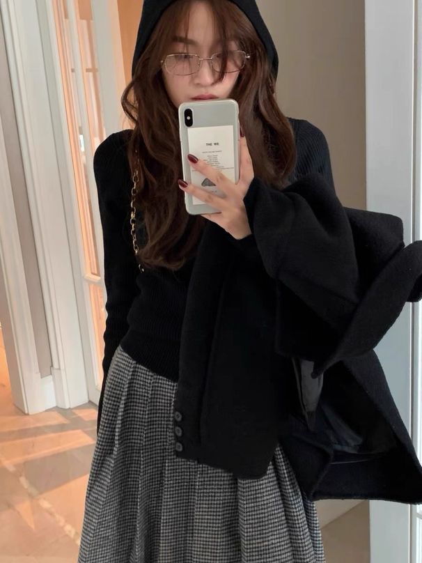 100 % Wolle, gestricktes Kapuzen-Sweatshirt für Damen, Oberbekleidungspullover, vielseitiges Slimming-Herbst-Winter-Neues Basishemd_voghion.com