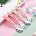 Unisex Steel Children's Portable Ins Tableware Baby Food High Value Fork Spoon Set Gift_voghion.com