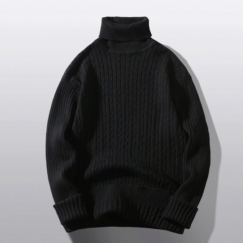 2023 dropshipping autumn and winter men's turtleneck sweater trend youth solid color slim trend warm sweater_voghion.com