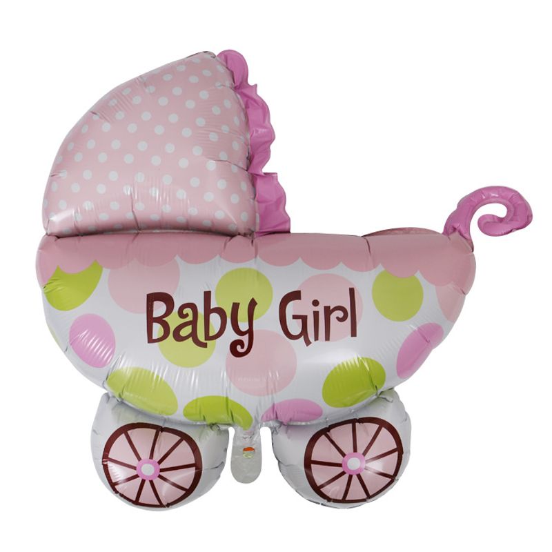 Baby Shower Birthday Decorations - Pink/Blue Stroller Shaped Foil Balloon For 1st Birthday Party, Gender Reveal, Nursery Decor_voghion.com