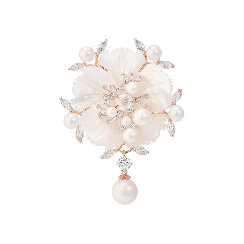 Neue koreanische Version vielseitige natürliche Rose Mutter Shell Blume Brosche Mantel Anzug Zubehör_voghion.com