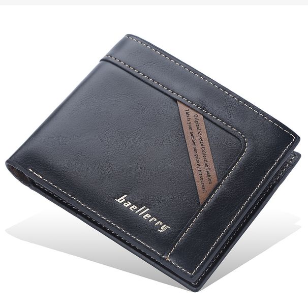 BAELLERRY New Men's Short Wallet Multiple Positions, Money Clip with Thin Zipper, Change Bag, Card Bag for Men_voghion.com