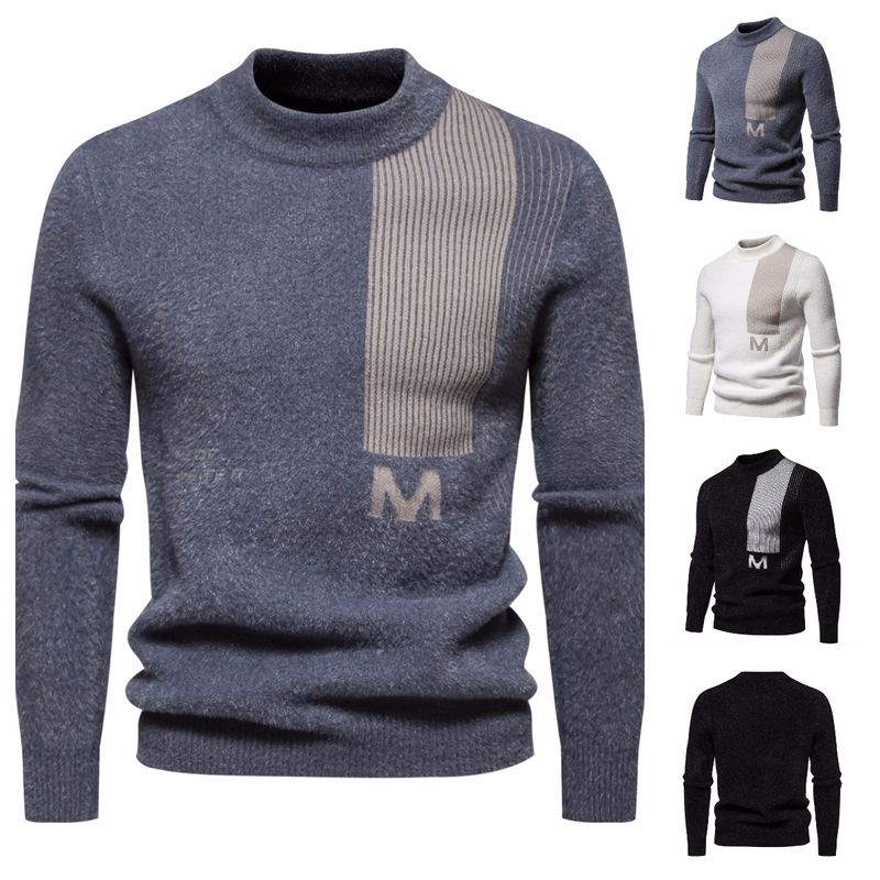 2024 Hierscht a Wanter nei Pullover mat ronnem Hals fir Männer, lässeg gestrickt Pulloverlinn_voghion.com