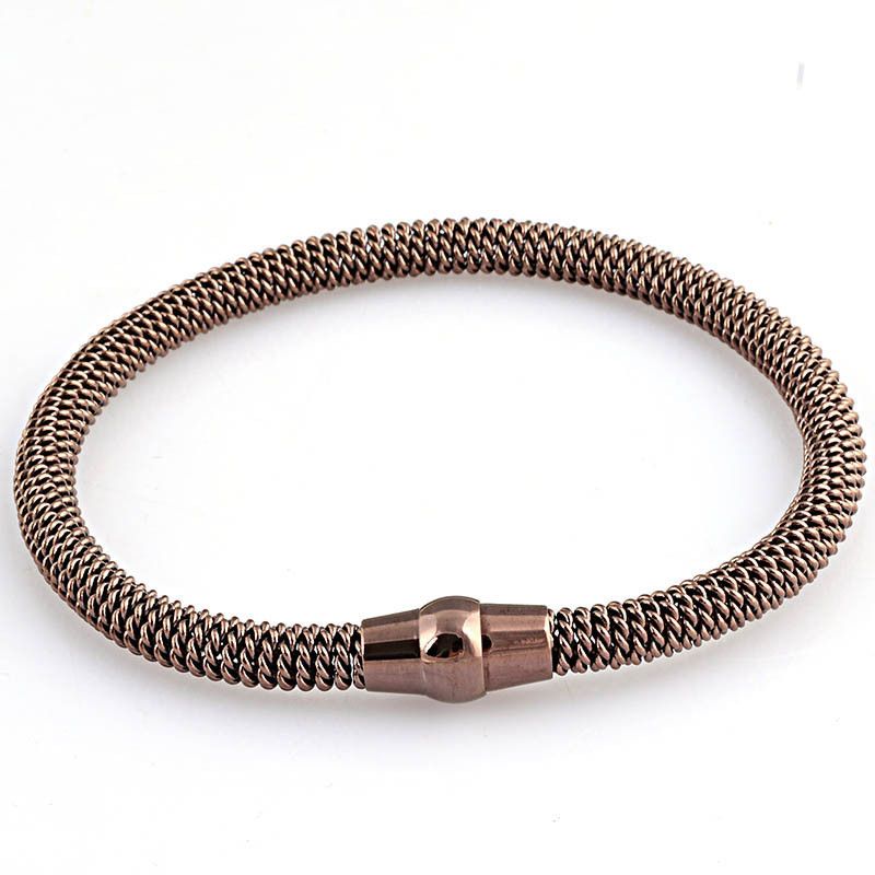 Braccialetto alla moda con fibbia magnetica elastica in cavo a molla in acciaio al titanio_voghion.com