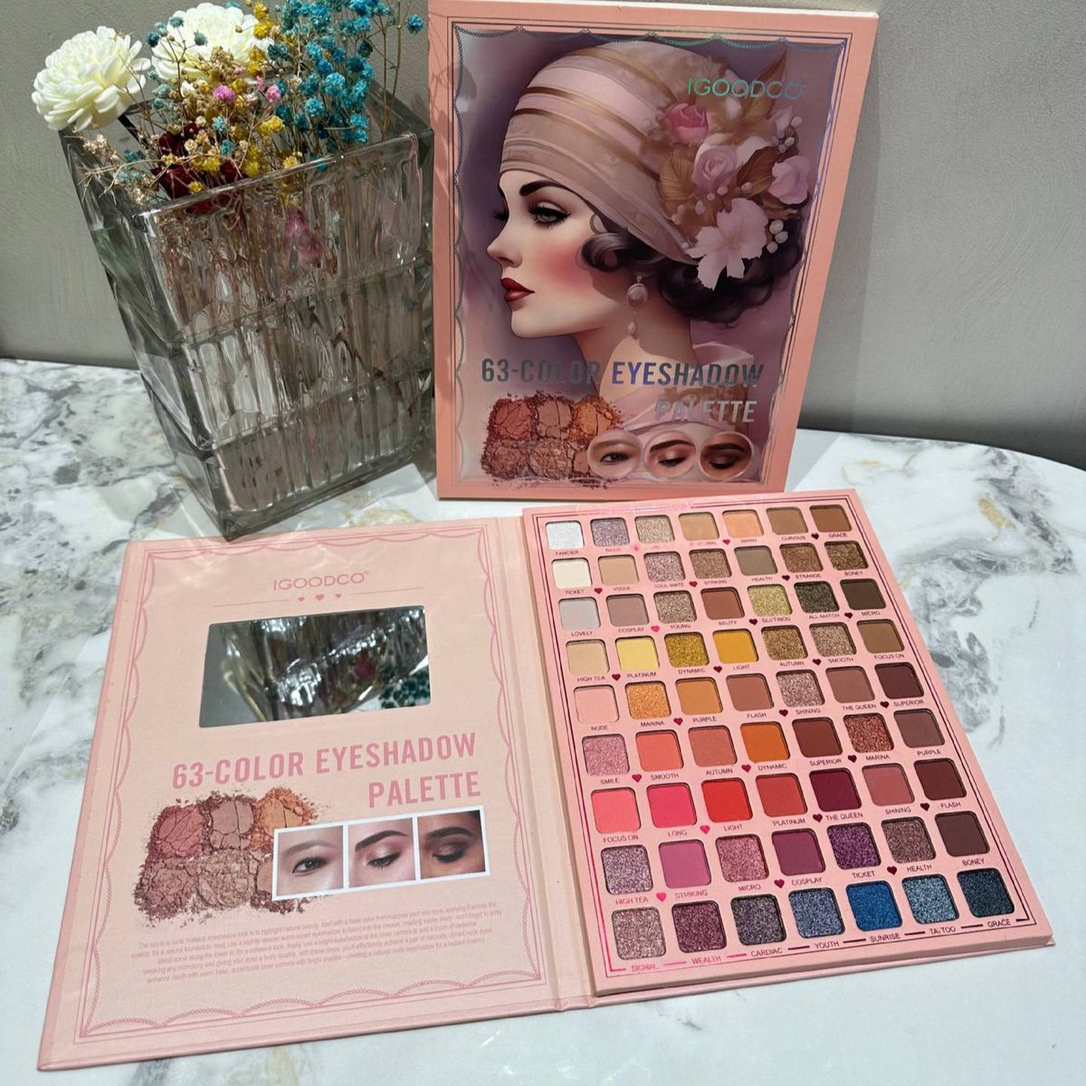 63-Color Earth Tone Eyeshadow Palette - Matte & Shimmer Makeup (Professional Vegan & Cruelty-Free Travel-Friendly With Mirror & Brush)_voghion.com