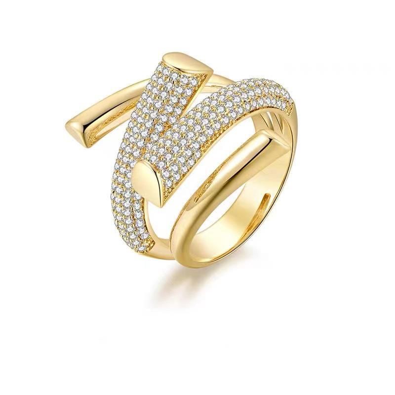 Conception européenne et américaine Micro réglage Zircon métal croix ouverture anneaux pour femmes gothique filles luxe bijoux 8g_voghion.com