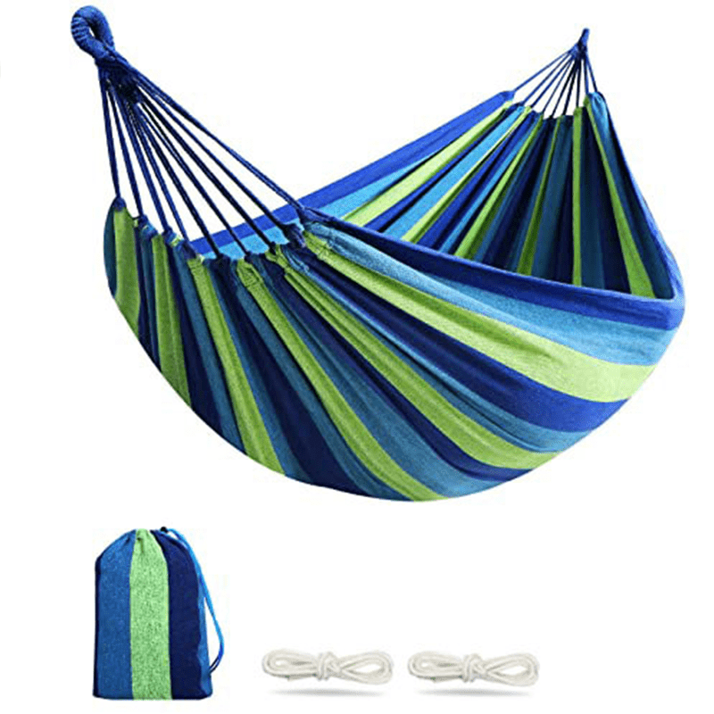 Outdoor Garden Camping Hammock With Tree Straps For Hanging, Durable Hammock Holds Up To 450lbs, Portable Hammock With Travel Bag Perfect For Outdoor/_voghion.com