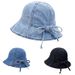 Cappelli da pescatore in denim alla moda per le donne Coreano Carino con cinturino a fiocco in cotone Cappello da pescatore Cappello da sole per esterni Cappellini da bacino Ragazze Versatile Retro_voghion.com