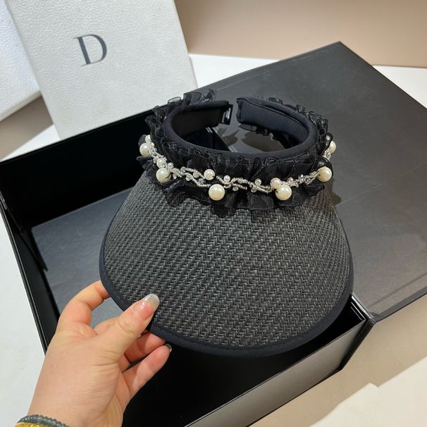 Xiaoxiangfeng perla plissettata maglia top vuoto versione coreana Piccola fata dolce anti-invecchiamento parasole cappello da tennis estivo_voghion.com