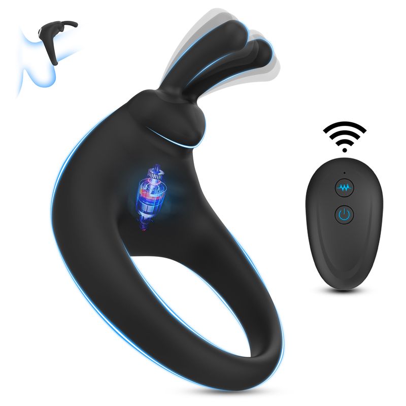 Wireless Remote Control Rabbit Ear 2nd Generation Lock Sperm Ring Men And Women Vibrate Flirting Penis Condom Adult Sex Toys_voghion.com