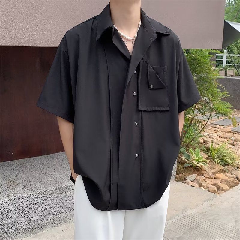 Ice Silk Short Sleeved Shirt Men's Summer Thin Shirt British Men's Clothing_voghion.com