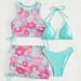 Sexy Bikini, vierteiliges Set für Damen, bedruckter Netz-Badeanzug_voghion.com
