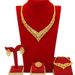 Dubai Gold Plated Necklace Earrings Bracelet Ring Four Piece Set Bridal Fashion and Elegant Jewelry_voghion.com