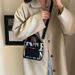 Borsa a tracolla casual in tela portatile con stampa di lettere mini in hardware Thailand Gentle Woman, colore a contrasto_voghion.com