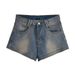 Shorts in denim americano da donna con ragazze piccanti, base stile Instagram, vita alta elastica a trapezio, glutei avvolti,_voghion.com