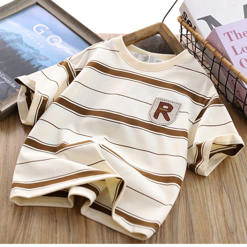 Mother & Kids Boys Summer Short-sleeved T-shirts Children's Summer Striped Thin Sweatshirts Boys New Summer Tops Cool Semi_voghion.com