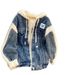 Women's Clothing Women's Denim Patchwork Hooded Sweater Coat - Casual Loose Fit Layered Style_voghion.com