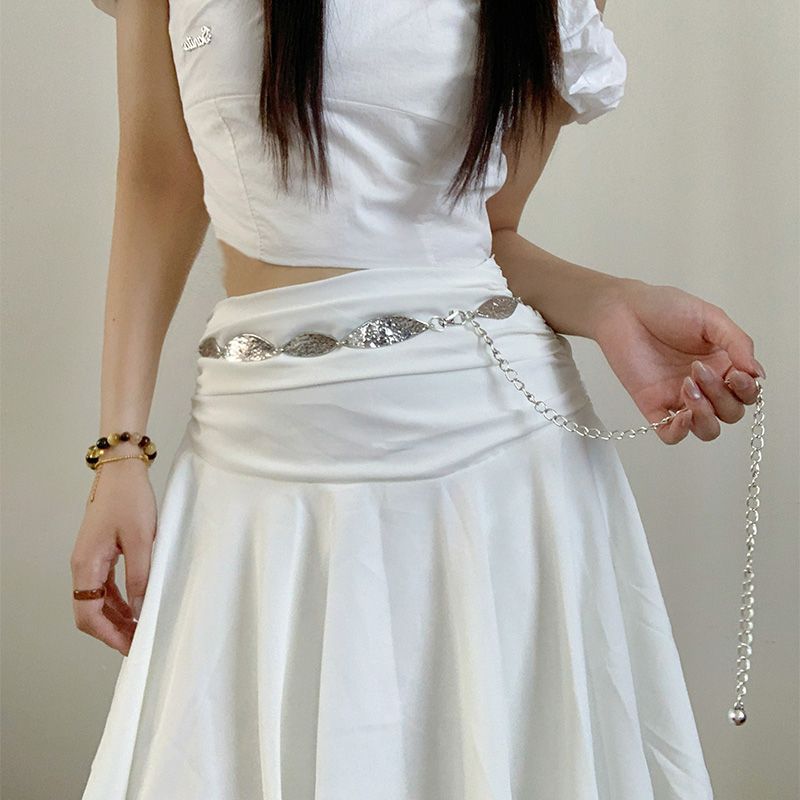 Retro Silver Metal Waist Chain Women's Belt With Skirt Waist Chain Waist Decoration_voghion.com