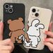 Funda con dibujos divertidos de conejo y oso para Samsung Galaxy S25 S24 S21 FE S22 S23 Ultra A35 A33 A55 A53 A54 A15 A16_voghion.com