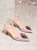 Damenschuhe Mode Temperament Intarsien Ziegel Herz High Heel Sandalen Hochzeit Abendessen Spitze Einzelschuhe_voghion.com
