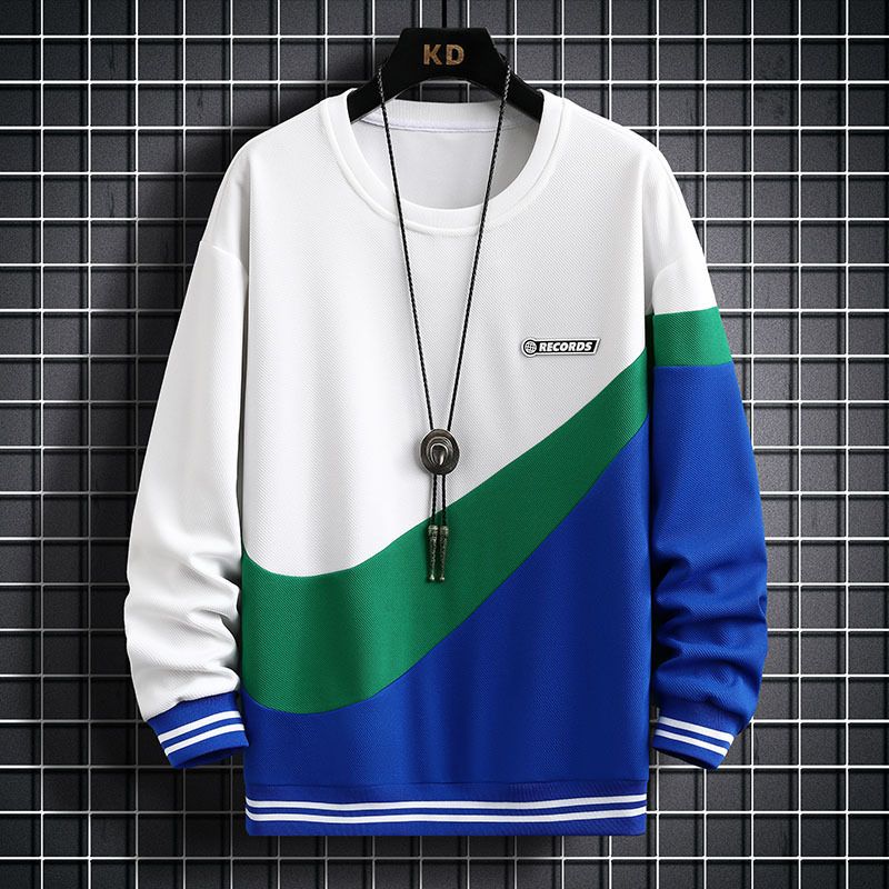 Herrenbekleidung Neues Herbst-Sweatshirt für Herren, lässig, lockerer Stil, Oberteile, farblich passende Rundhalspullover, Langarm-T-Shirt_voghion.com