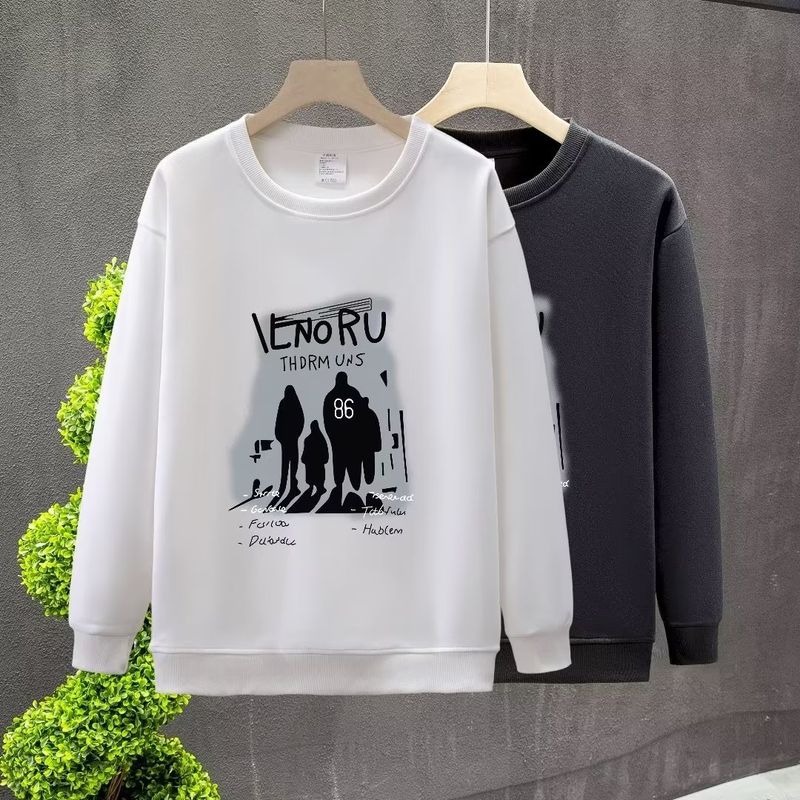 Herrenbekleidung Crewneck Sweat Herren Loose Design Sense Smiley Print Retro Instagram Style Modisches Markenoberteil für Frühling und Herbst_voghion.com