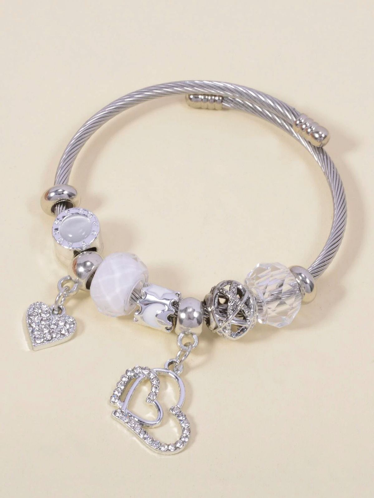 Braccialetto in stile coppia con ciondolo a forma di corona di cristallo con occhio di gatto in acciaio inossidabile_voghion.com