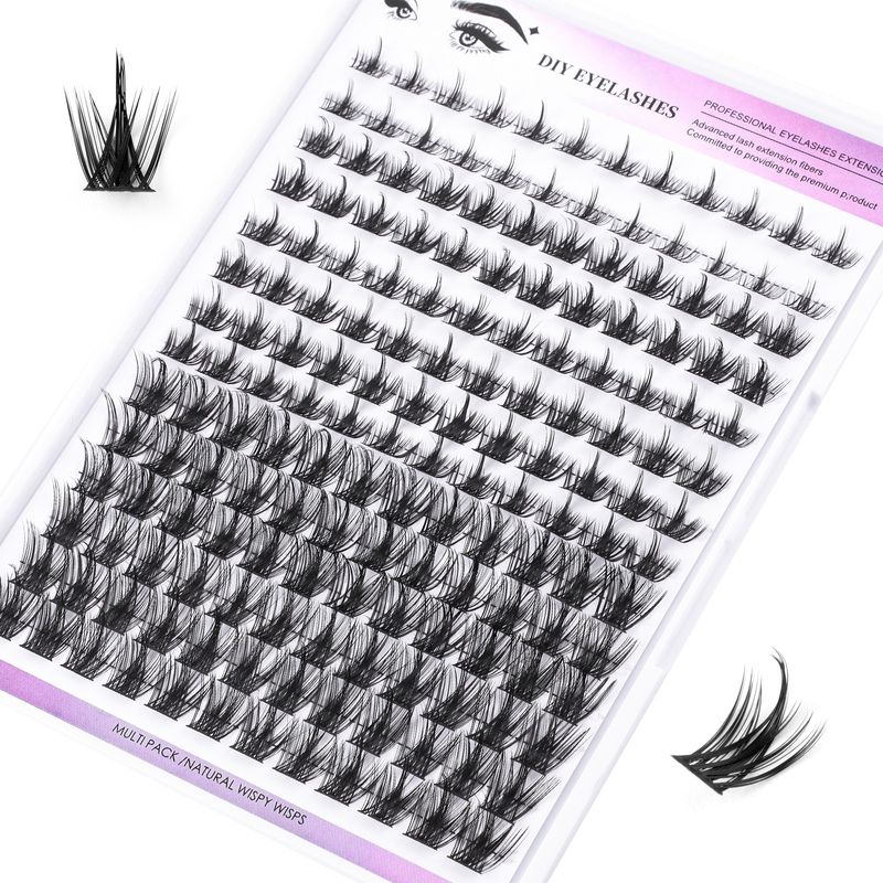168-Cluster Sectional False Eyelashes - 8-16mm Mixed Single Lashes - Kit With Glue/Tweezers - Easy Apply, Long-Lasting - Pro/Home_voghion.com