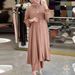 Women's Clothing comfortable solid color split mushroom buckle elastic sleeve Muslim women's suit in stock_voghion.com
