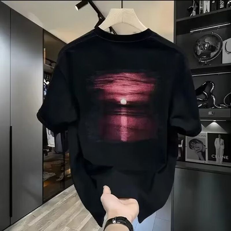 Marchio di abbigliamento maschile Estate Vintage Sottile Maglietta a maniche corte Uomo Moda Casual Largo Girocollo Semplice Mezza Manica Top_voghion.com