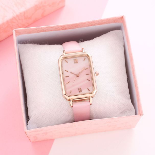 Populiarus pardavimas internetu garsenybės stiliaus mažas žalias dirželis kvadratinis moteriškas laikrodis povo žalias marmurinis veidelis paprastas kvarcinis laikrodis_voghion.com