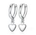 925 Sterling Silver Plated Dangle Heart Huggie Hoop Earrings Women Girl TH3_voghion.com