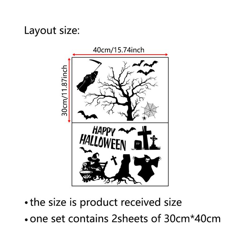 Halloween Witch Bat Festival PVC Matte Stickers Living Room Decoration Stickers_voghion.com