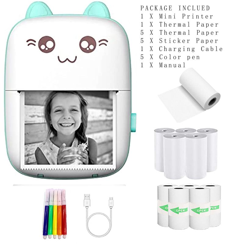 Portable Mini Printer Pocket Thermal Printer Wireless Smart Printer For Photo Picture Office Receipt Label Note Inkless Printing With IOS Android_voghion.com