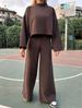 Ropa de mujer, traje informal de otoño estilo perezoso de punto con mangas largas, pantalones holgados y cómodos_voghion.com