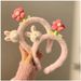 Bonita diadema de peluche con forma de conejo rosa y flor para mujer, diadema para lavarse la cara, con clip de corona alta, ideal para otoño e invierno._voghion.com