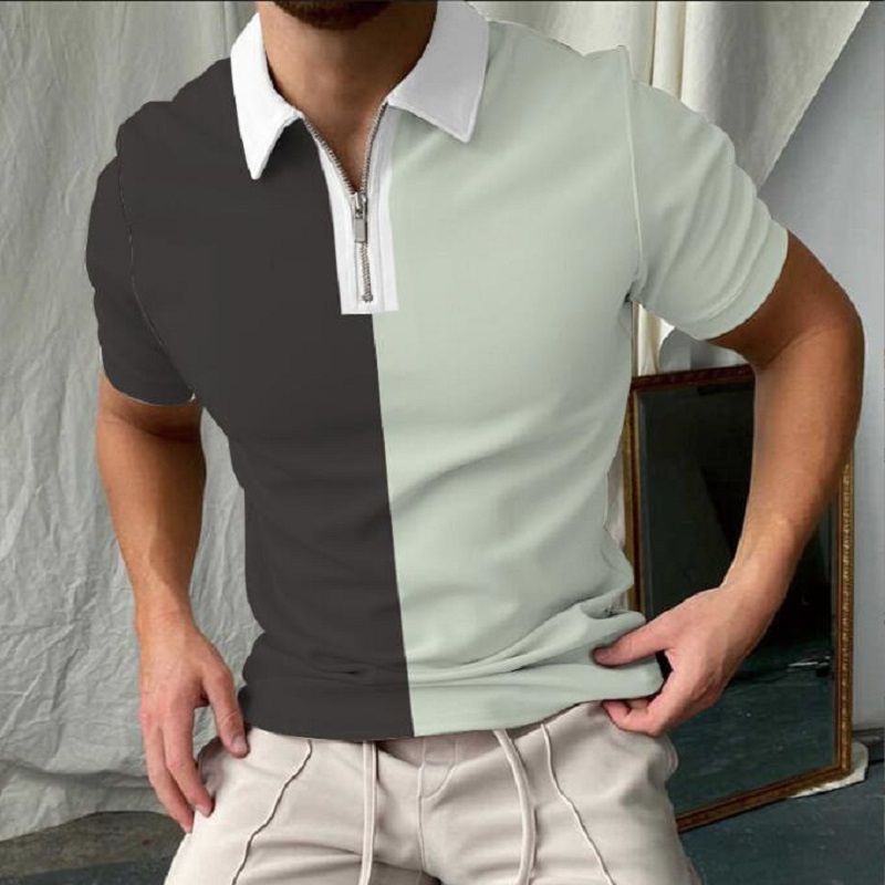 Heren 2023 aangepaste modus 3D-geprinte rits Poloshirt business casual grote maat korte en korte mouwen top_voghion.com
