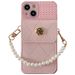 Camellia Wallet Holder Fragrant Wind Weaving Pattern Pearl Chain Strap Phone Case For iPhone 15 14 13 12 11 Pro Max XS XR Gift_voghion.com