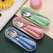 Cartoon 304 Stainless Steel Children's Box Three-piece Set Tableware Mother And Baby Gift Spoon Fork Round Handle_voghion.com