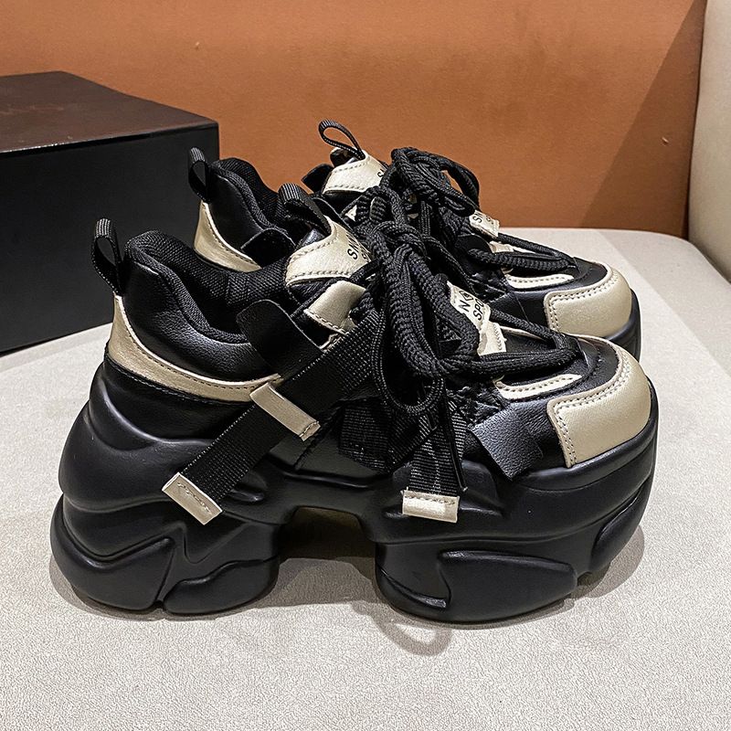 Scarpe da ginnastica casual imbottite da donna con fondo spesso in spugna, modello "Hundred Thick Bottom Cake", autunno e inverno 2025_voghion.com