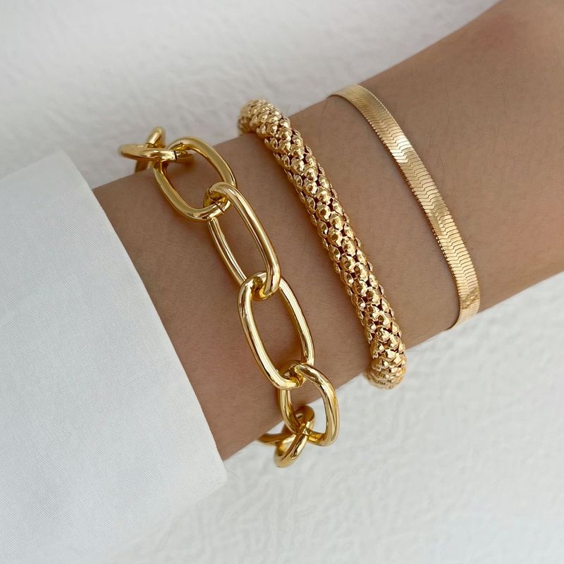 new snake bone chain multi layer bracelet Creative retro personality metal chain bracelet_voghion.com