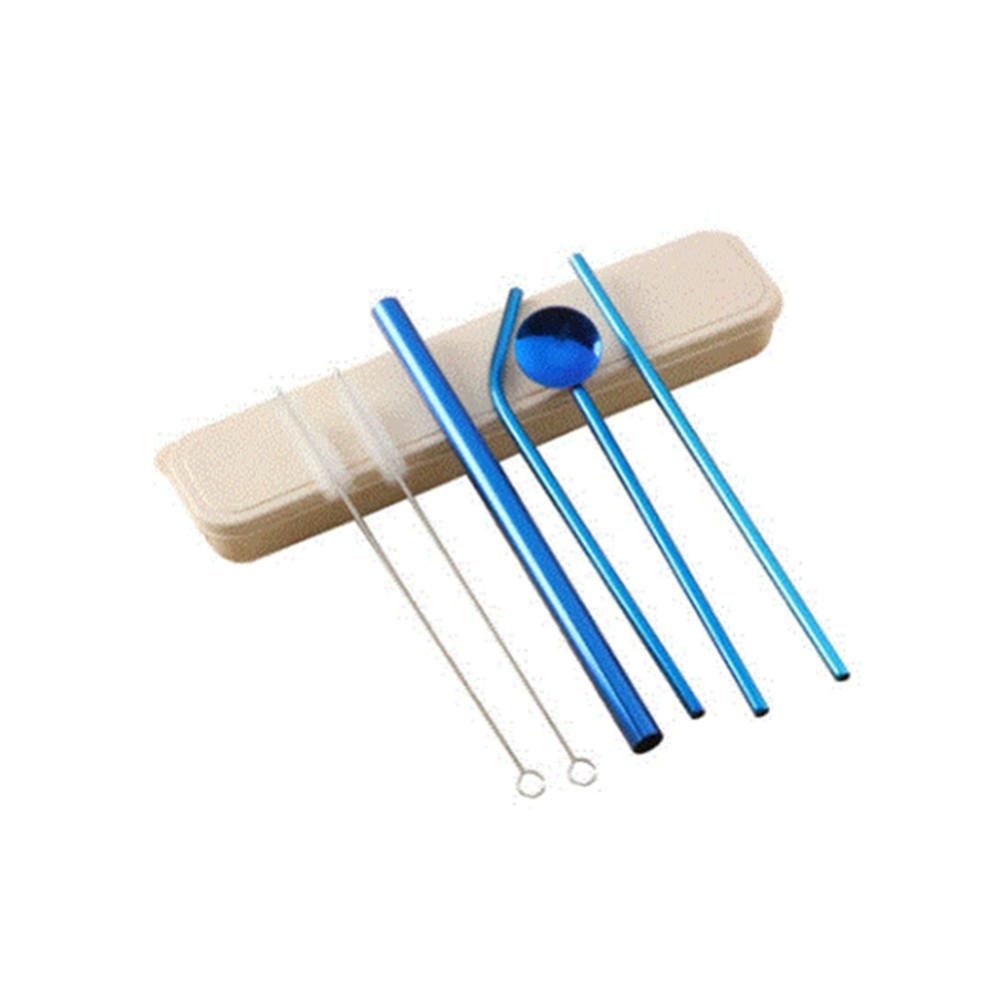 6er-Set wiederverwendbare Trinkhalme aus Metall, Edelstahl, robust, gebogen und gerade, inklusive Reinigungsbürste, Bar- und Partyzubehör_voghion.com