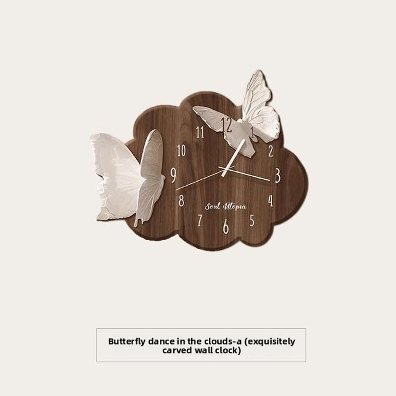 Vintage Style Creative Living Room Fashion High-end Butterfly Hanging 2025 New Model Restaurant Wall Clock_voghion.com