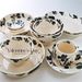 Elegant Black Floral Ceramic Dinnerware Set – 6-Piece Microwave Safe Tableware With Iris Patterns – Vintage-Inspired Stoneware Bowls & Plates_voghion.com