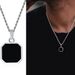 Collana con ciondolo in acciaio inossidabile, quadrato geometrico nero con colla gocciolante, semplice, hip hop, in acciaio al titanio, da uomo_voghion.com