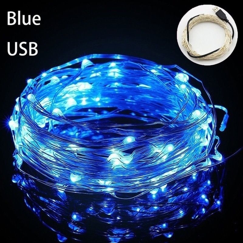 USB-Bluetooth-Lichterkette mit APP-Steuerung, 5-V-RGB-LED-Lichterkette aus Kupferdraht für Weihnachten, Partys, Heimdekoration (wasserdicht, 10 LED/m)_voghion.com