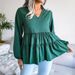 2023 Laterne Langarm Casual Lose Rüschen Saum Chiffon Bluse Damenmode_voghion.com