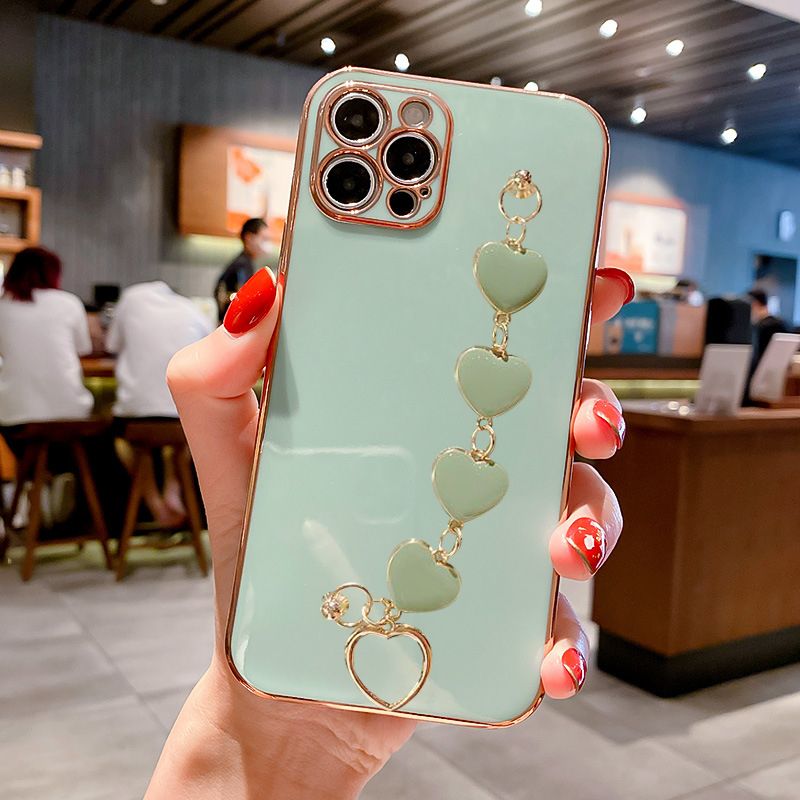 Coque de téléphone en Silicone souple pour bracelet coeur pour OPPO A9 2020 A53S A3S A83 A8 A31 A91 F15 A54 A72 A15 A53 placage couverture arrière_voghion.com