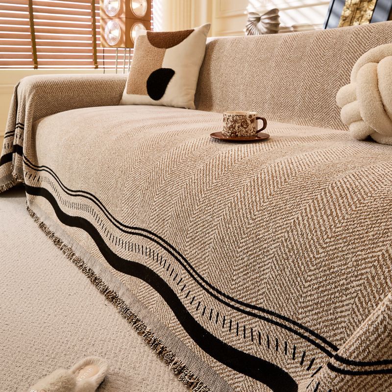 Chenille-Sofabezug – Hochwertiger, dehnbarer, gestreifter Sofaschutz, rutschfeste Möbeldecke mit vollständiger Abdeckung (mehrere Größen und Farben)_voghion.com